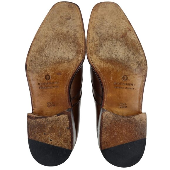 Magnanni Spain Dress Shoes Men's Size 8 Brown Leather Apron-toe Derby Oxfords 41 - Picture 3 of 13